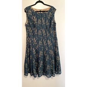 Green lace overlay A Line dress